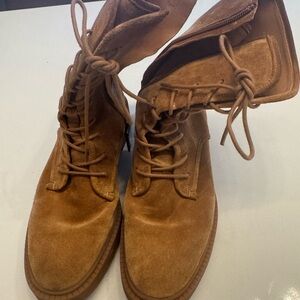 Vince Brown Suede Lace-Up Ankle Boots